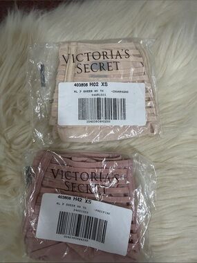 Victoria's Secret Sheer Ruffle Bikini Briefs - Champagne & Pink Blush
